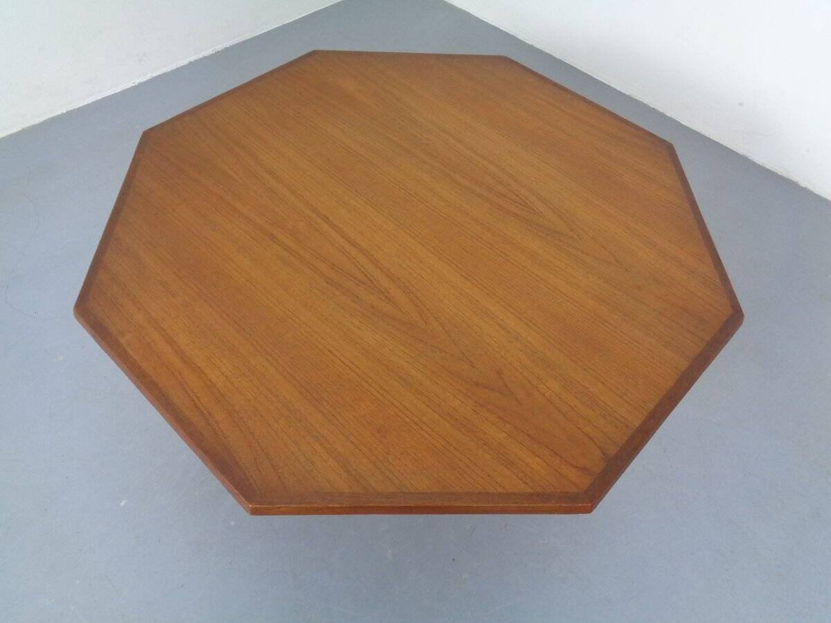 Danish Octagonal Teak Coffee Table, 1960s