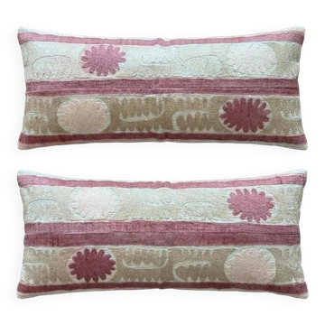 Set of 2 vintage embroidered cushion covers 43x91 cm
