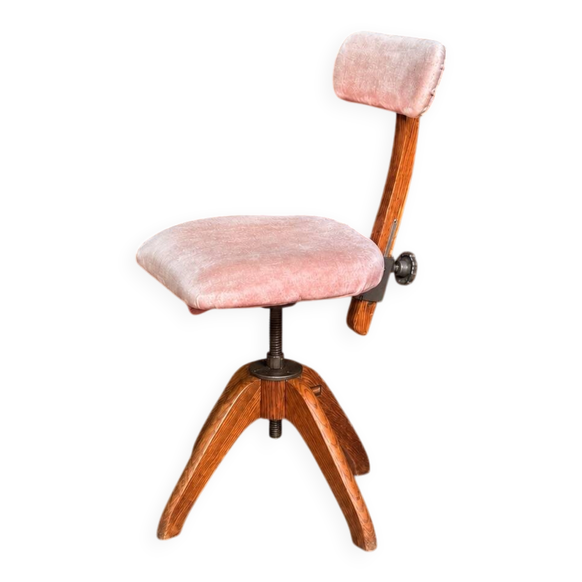 Swedish adjustable office chair Åtvidabergs in wood and metal, 1930s