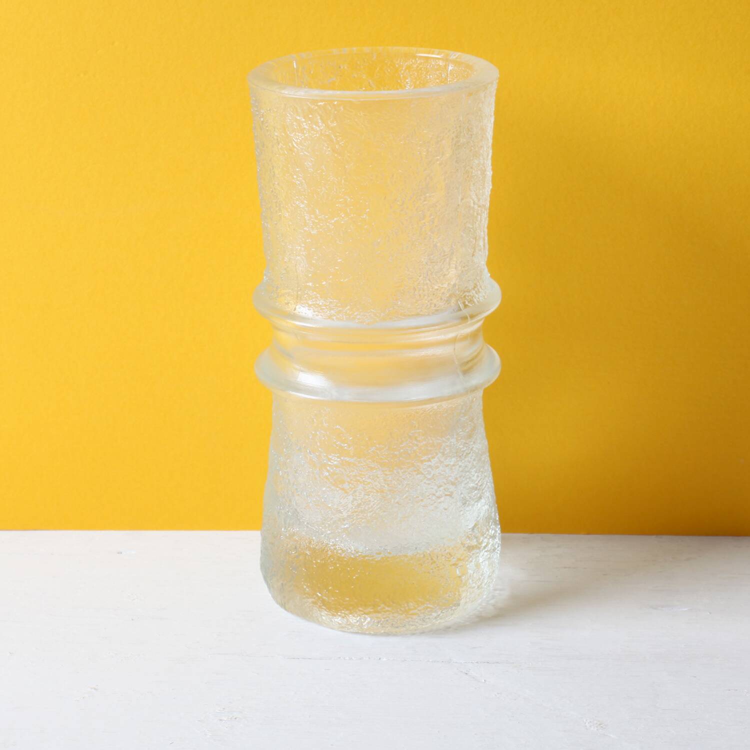 Mid-Century Modern Pressed Glass Vase: Pavel Panek Design, Rudolfova Hut