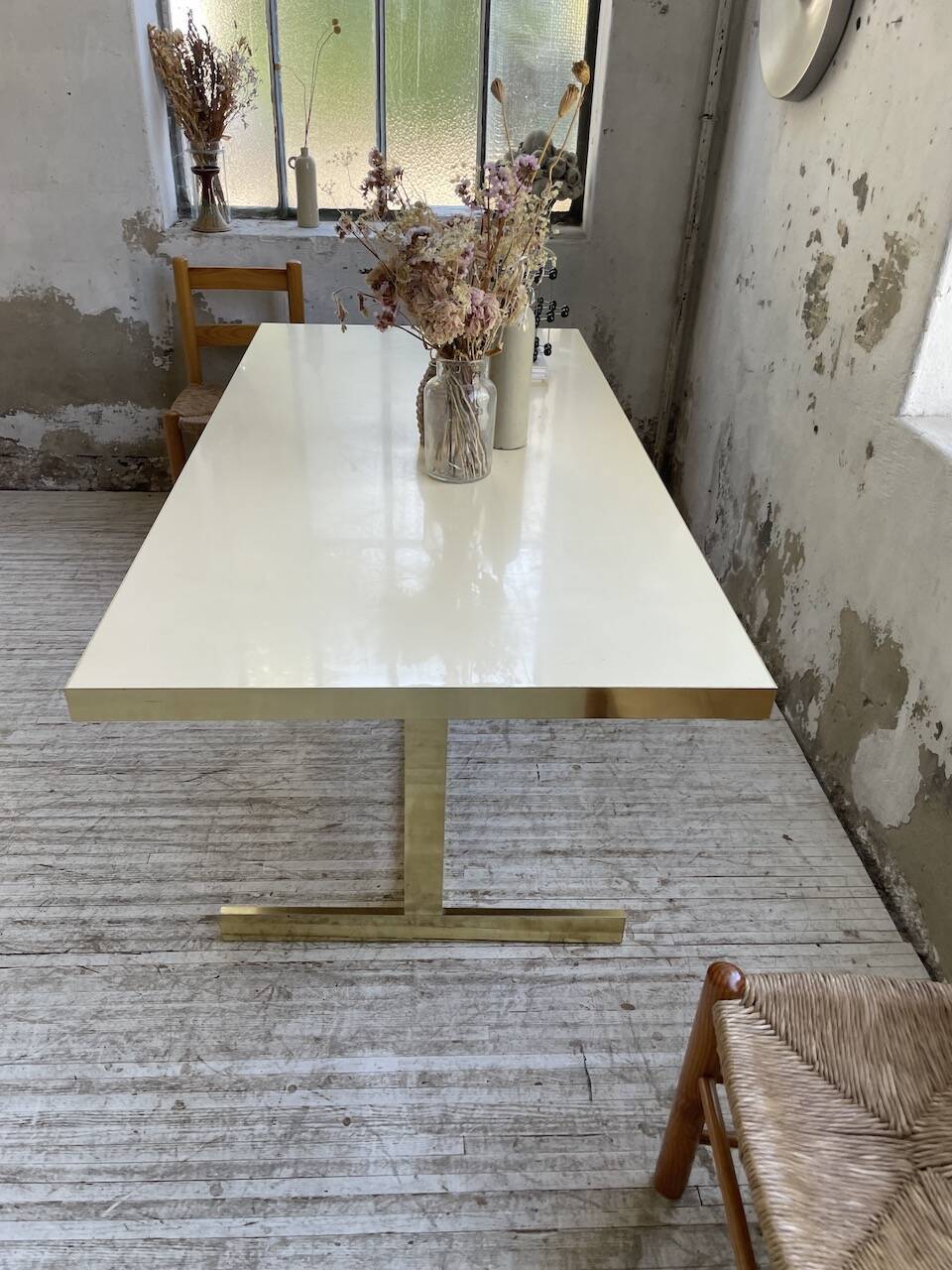 Brass table 1970 Italian lacquer