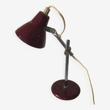 Lampe vintage 1960 bureau enfant appoint chevet bourgogne - 26 cm