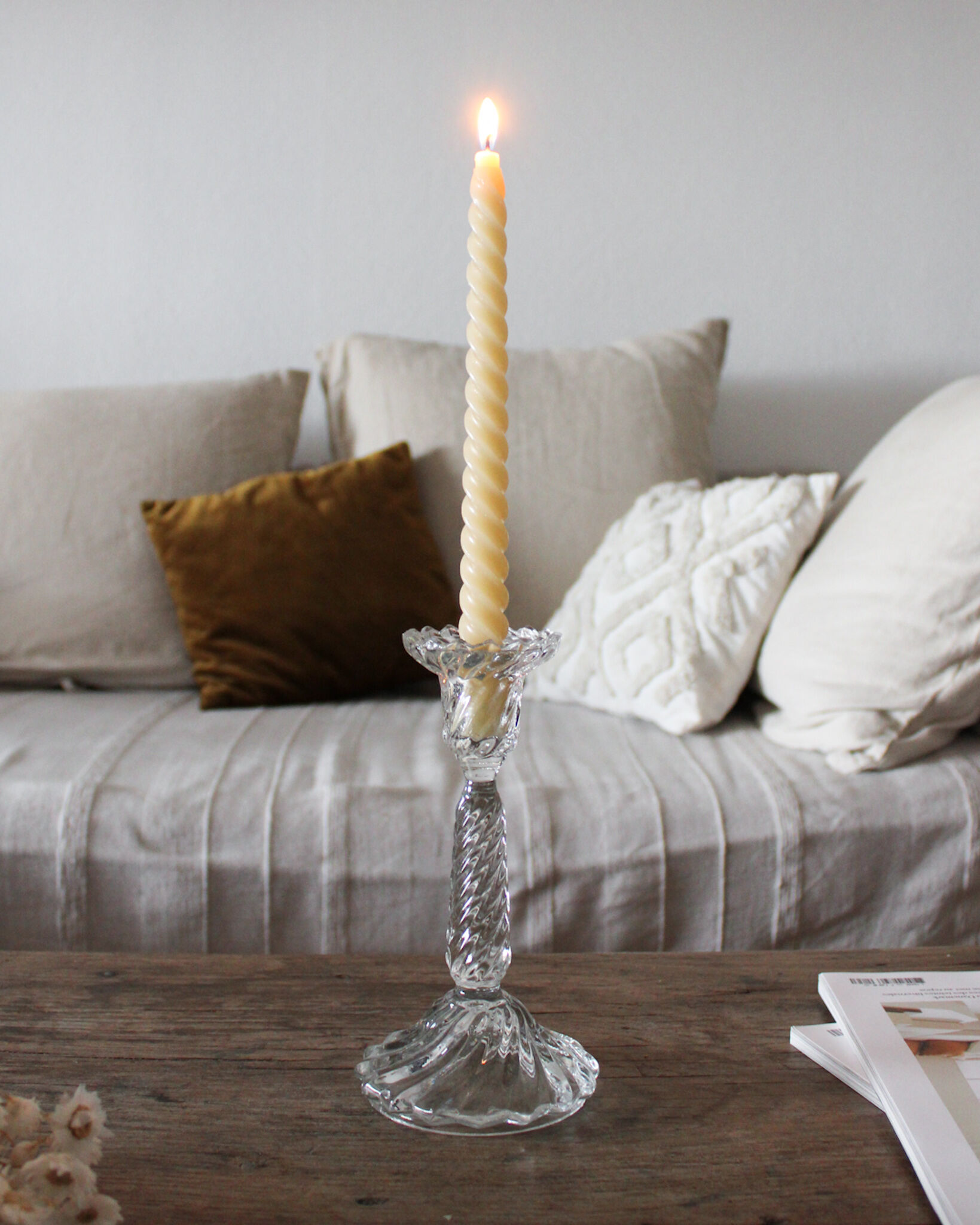 Glass candle holder