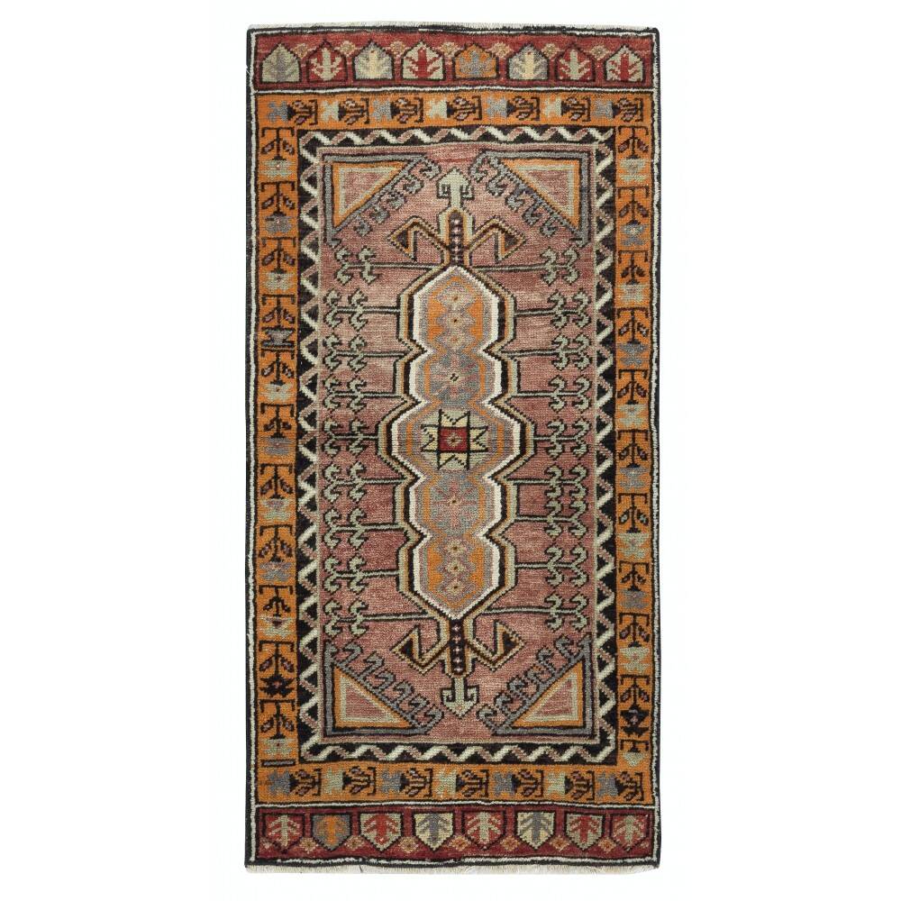 Vintage Scatter Rug. Turkish Accent Rug. Door Mat. Handmade Bat Mat