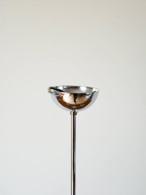 Lustre cinq branches, en chrome et globes en verre fumé, Design, 1970