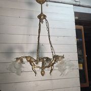 Lustre aux angelots en bronze années 70