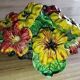 Vintage decorative object in ceramic majolica with pansy decoration – 1950s