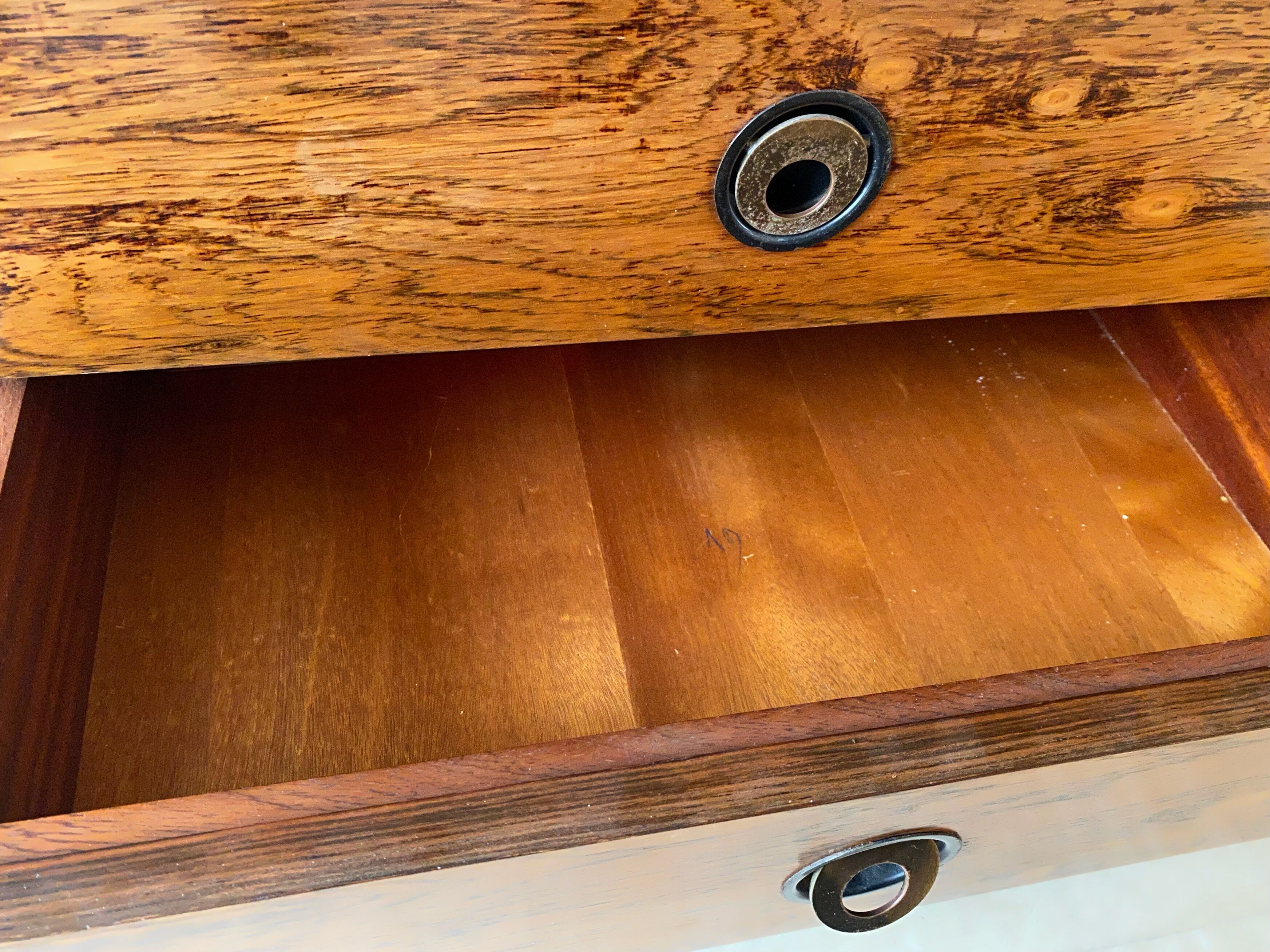 Living room furniture showcase, rosewood veneer secretary of the 70s