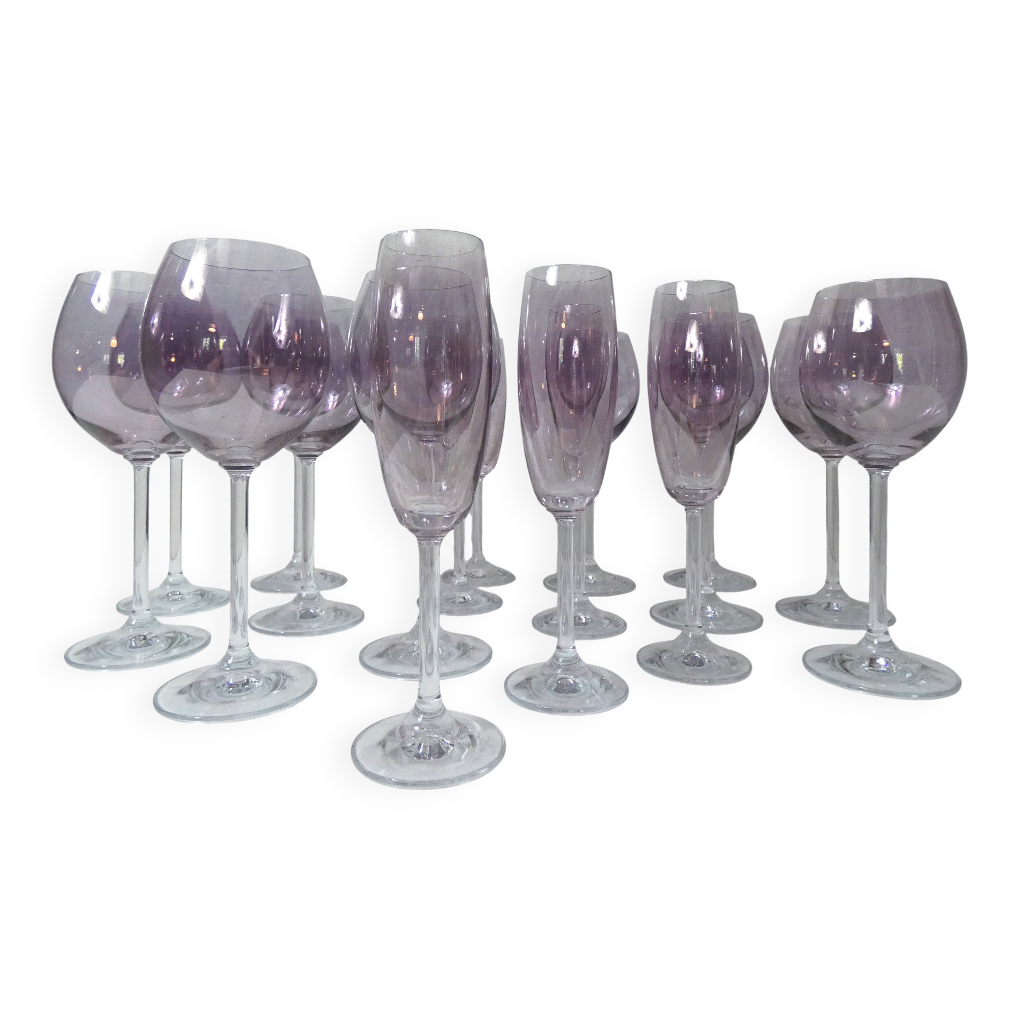 17 amethyst crystal glass goblets