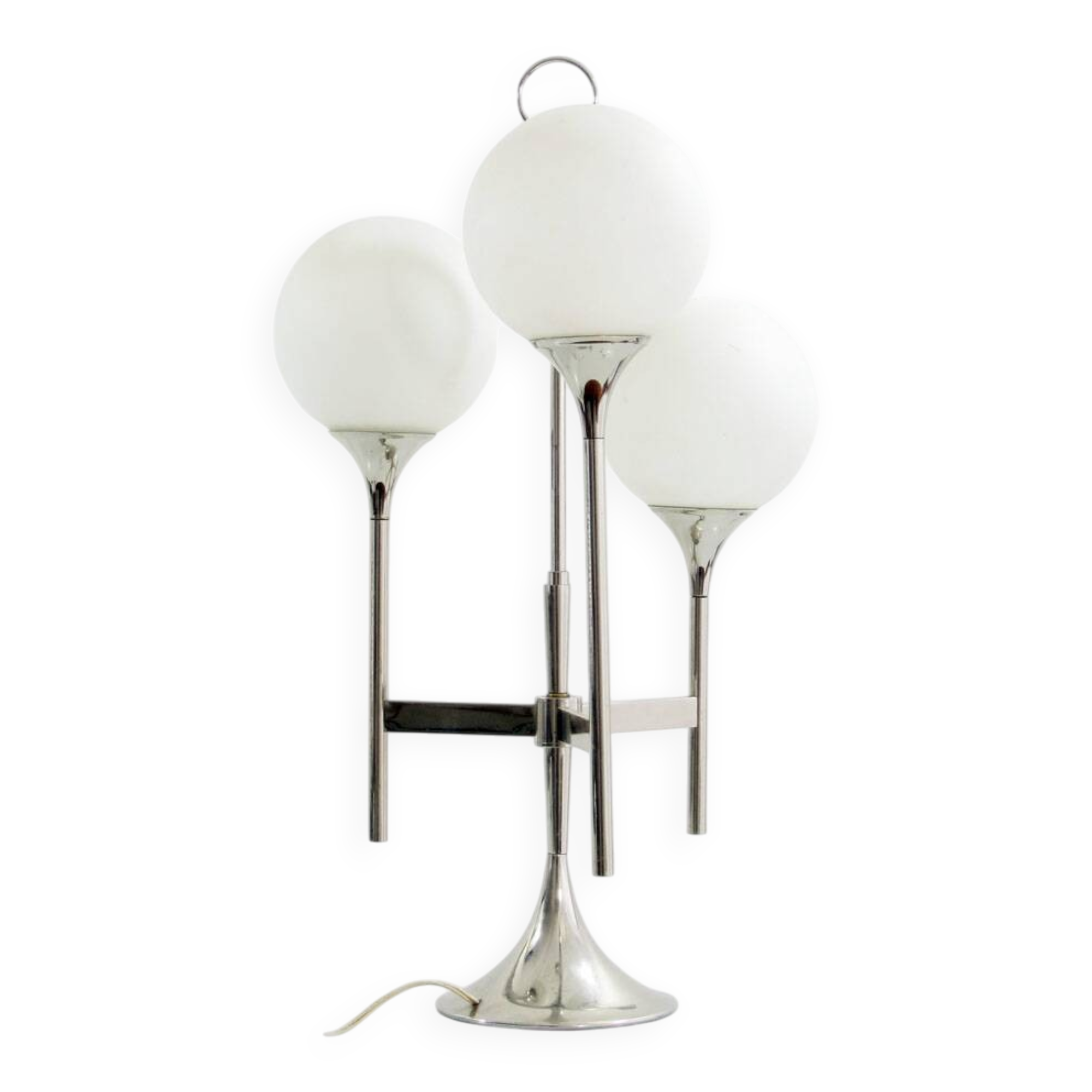 Reggiani/Sciolari style 1970s 3 armed chrome table lamp