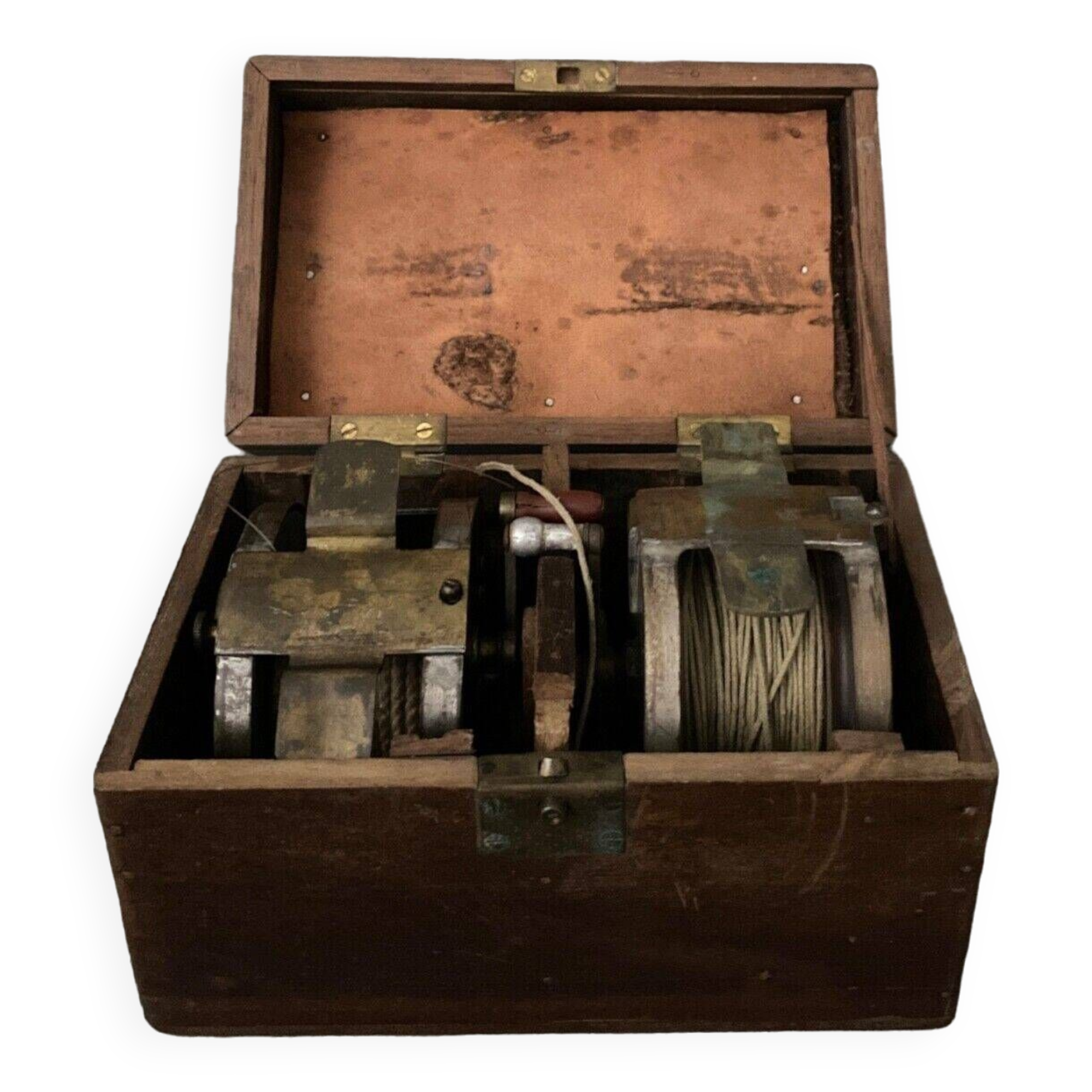 Two reel spools in their original 1900 box