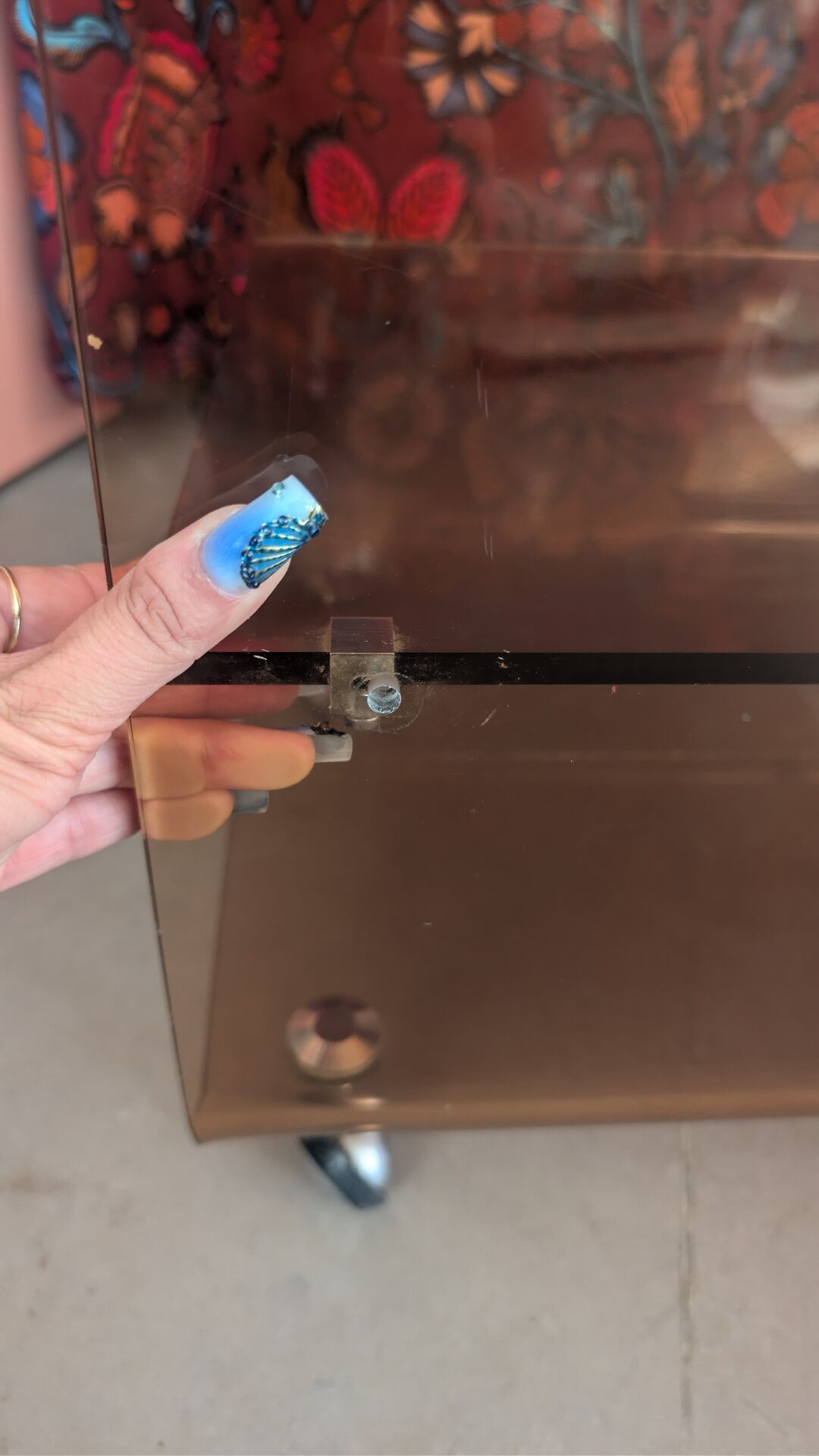Smoked plexiglass side table