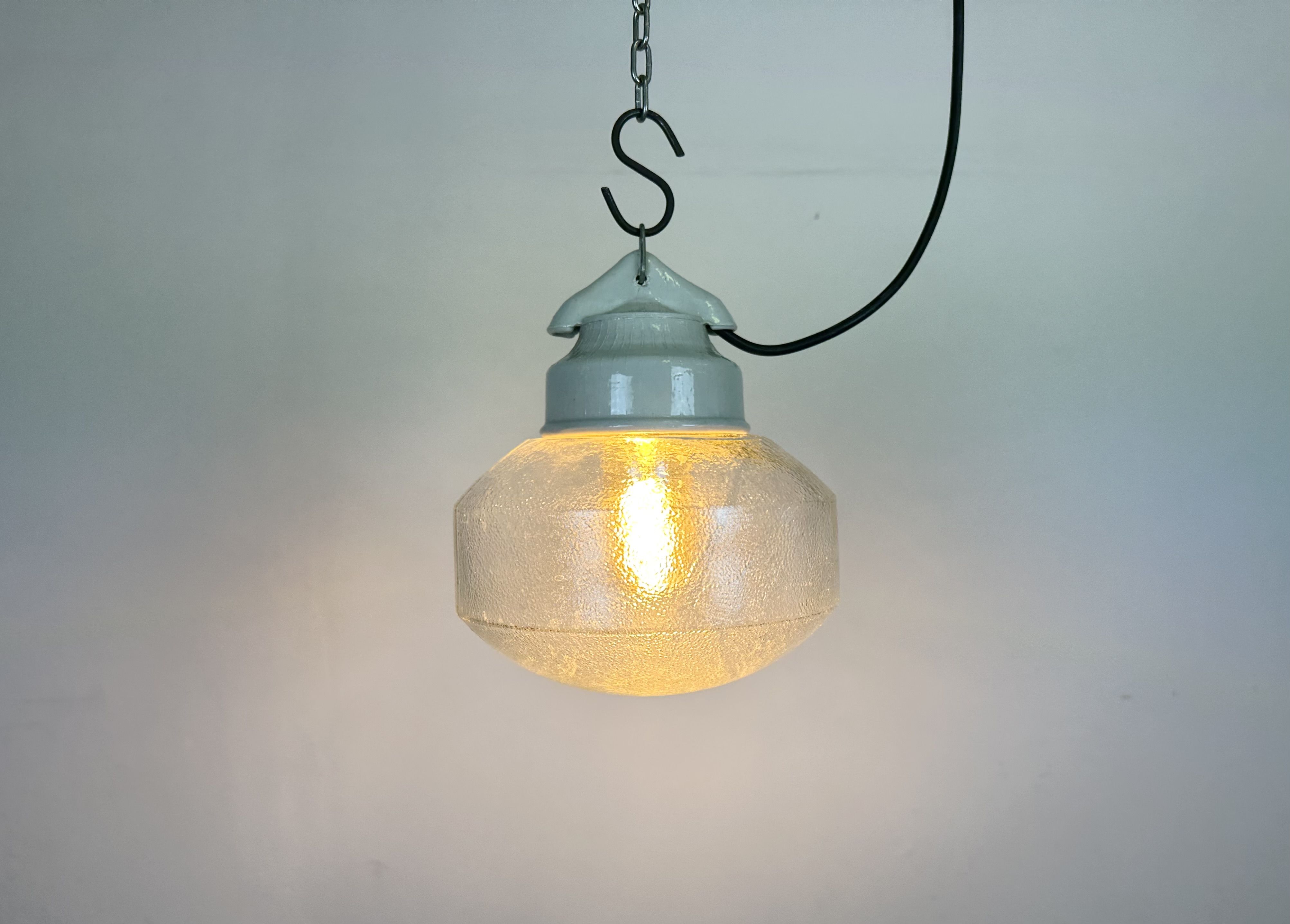 Vintage white porcelain pendant light, 1970s