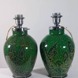 Pair of chrome glass table lamps Ikora WMF Art Deco Karl Wiedmann 1930