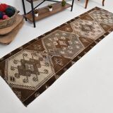 3x10 Dark Brown Oriental Persian Runner Rug 87x302Cm SK 21984