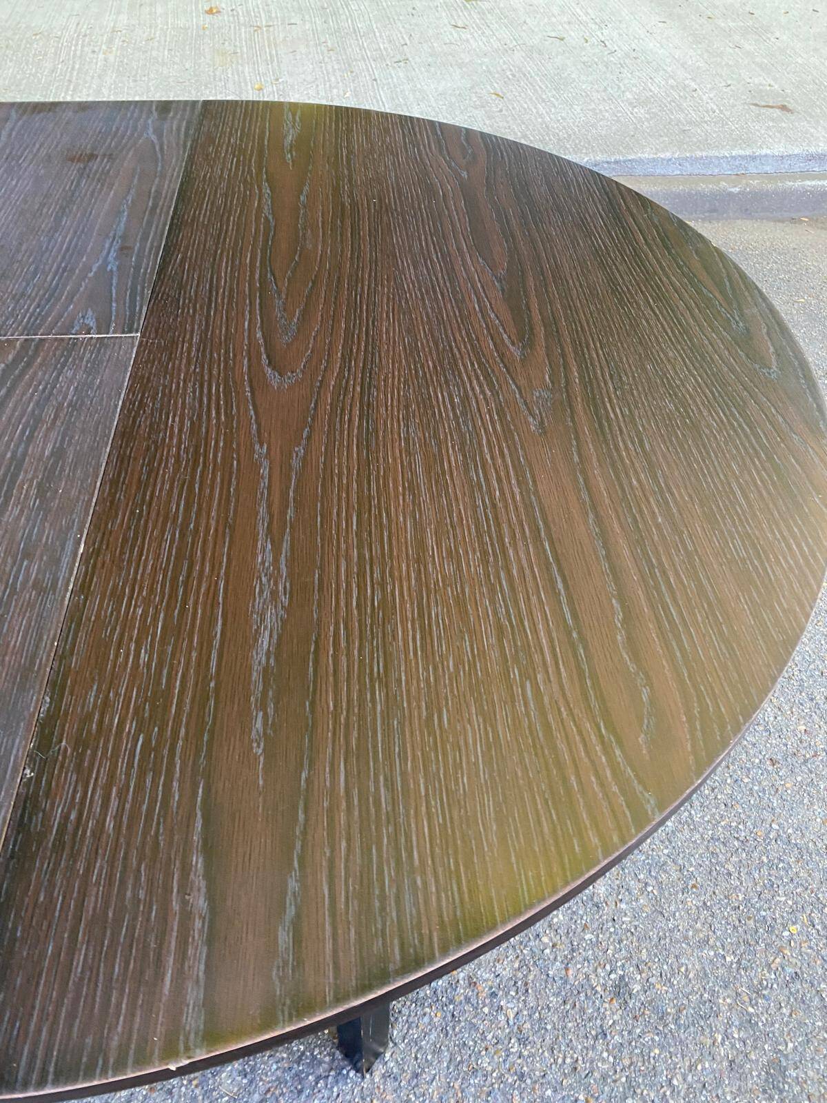 Contemporary round extendable Scandinavian dining table in wenge 1990