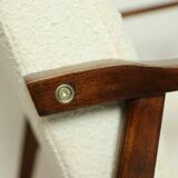 Vintage Armchair Lounge chair White Bouclette Wooden Armchair Mid Century Modern