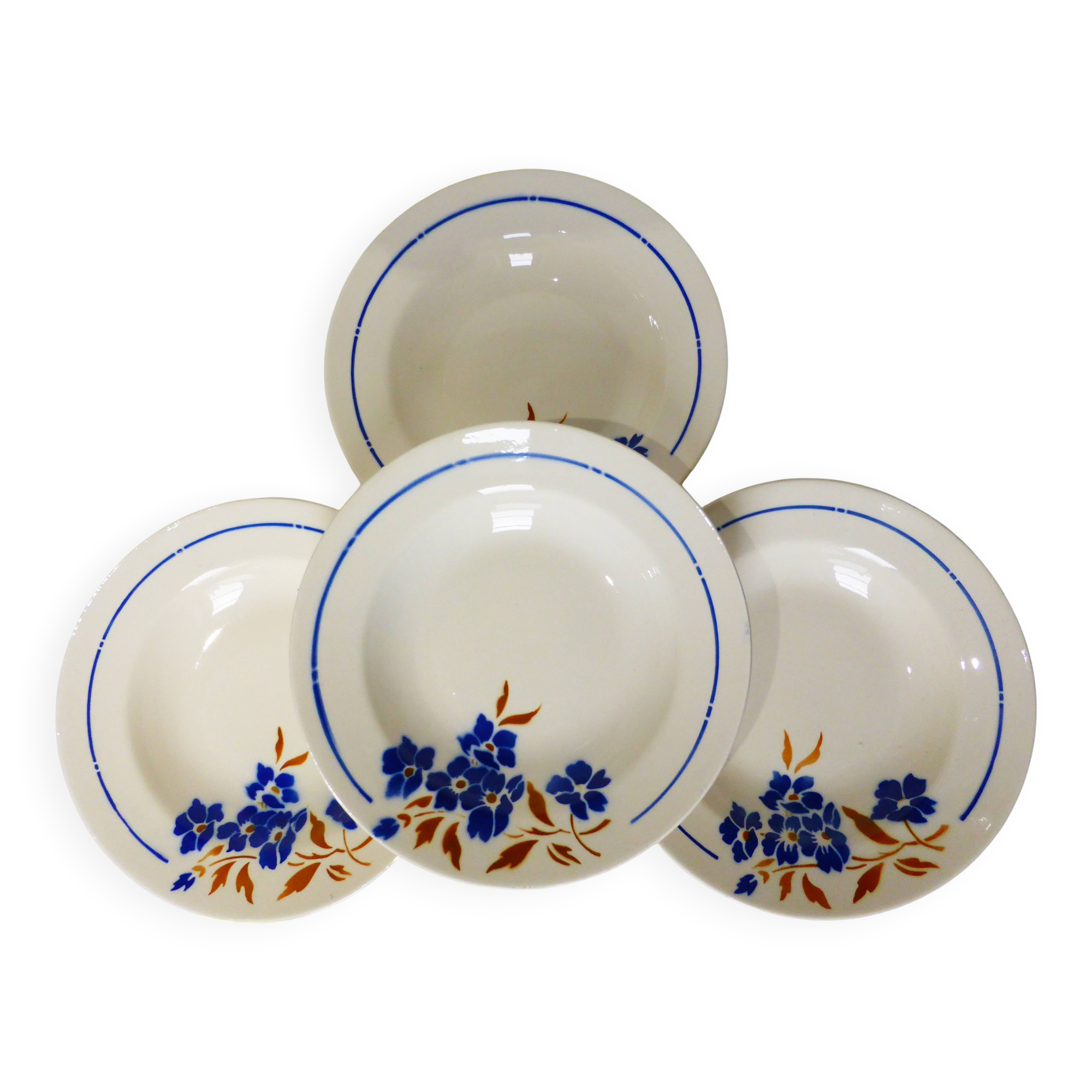 4 vintage Badonviller soup plates 211249