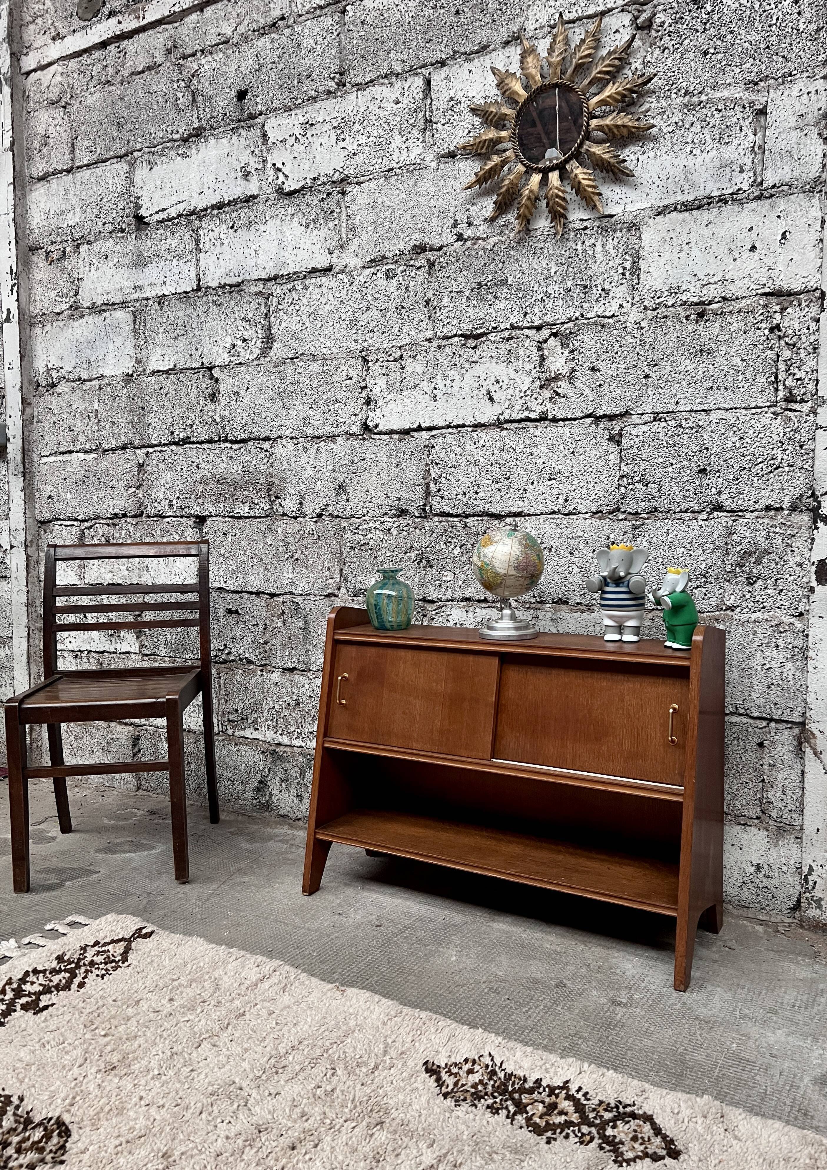 Oak shelf 1950 French modernist