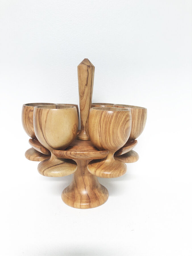 Set of wooden coquetiers, 1970