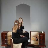 Coiffeuse et son fauteuil en placage d'ébène de Macassar