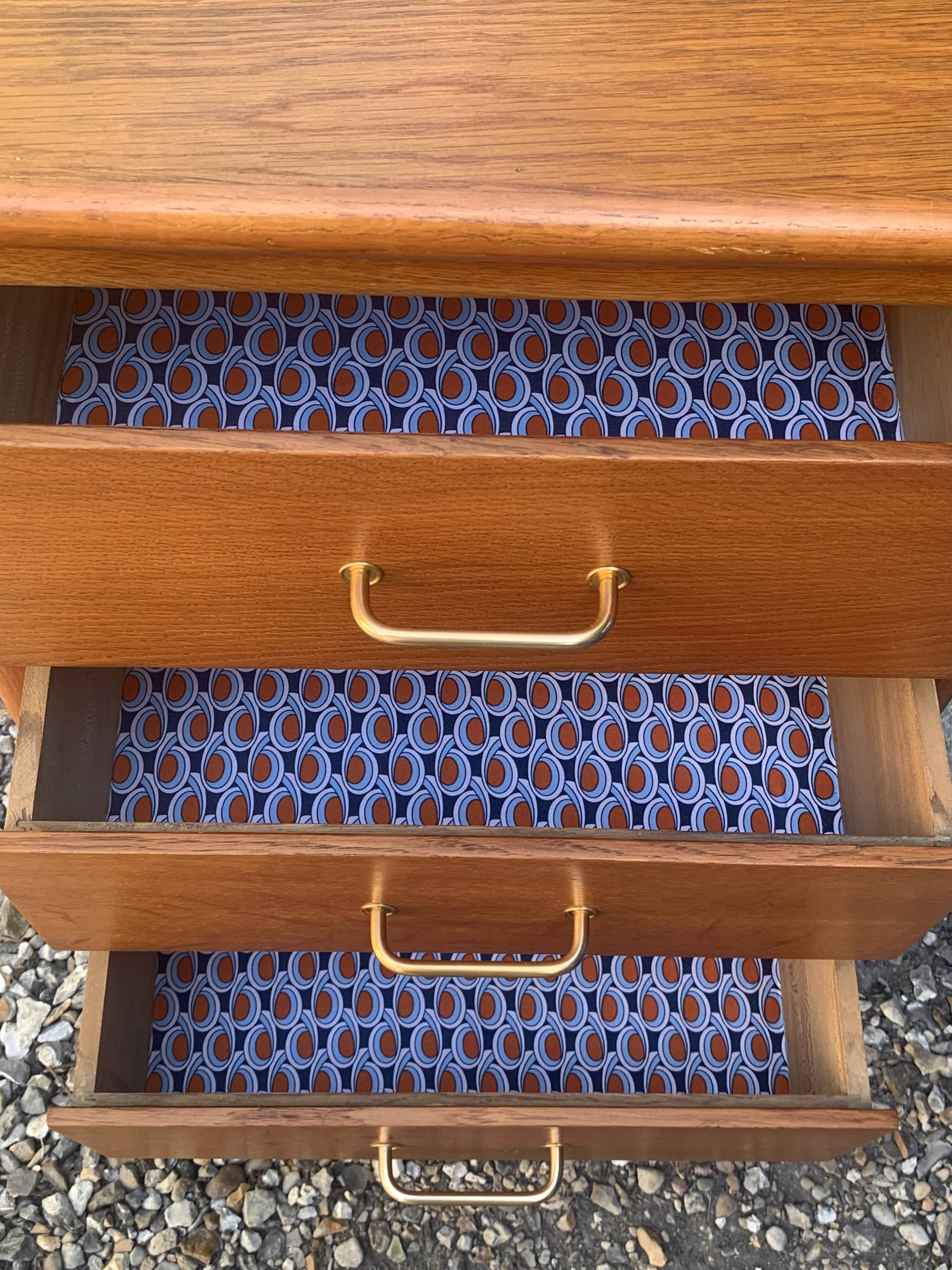 Vintage chest of drawers with oak compass legs, 1950s