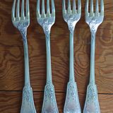 9 silver-plated Art Nouveau forks 1900-1920 with daisy decoration