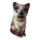 Vintage Figurine de Chaton Marron Siamois aux Yeux Bleus en Céramique Elpa Alcobaca
