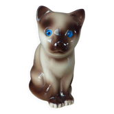 Vintage Siamese Brown Kitten Figurine with Blue Eyes Ceramic Elpa Alcobaca