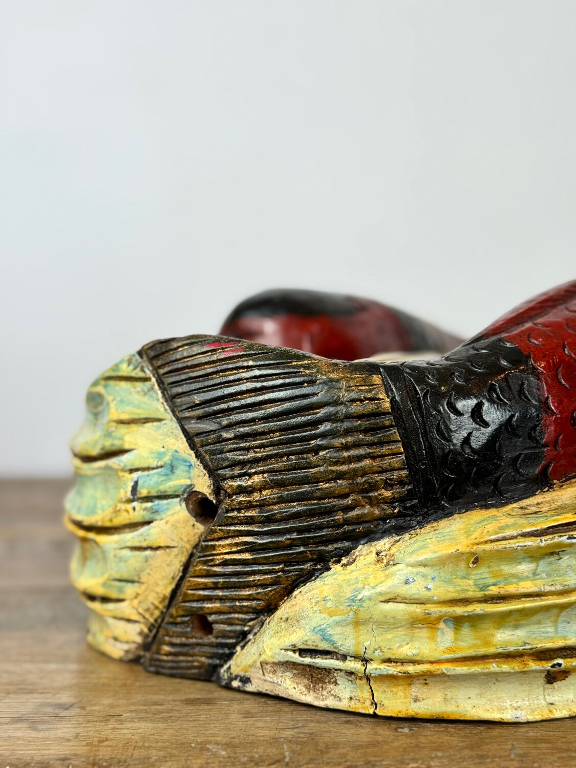 Wooden wall sculpture of Koi Carp, tribal India, mid-20th century.