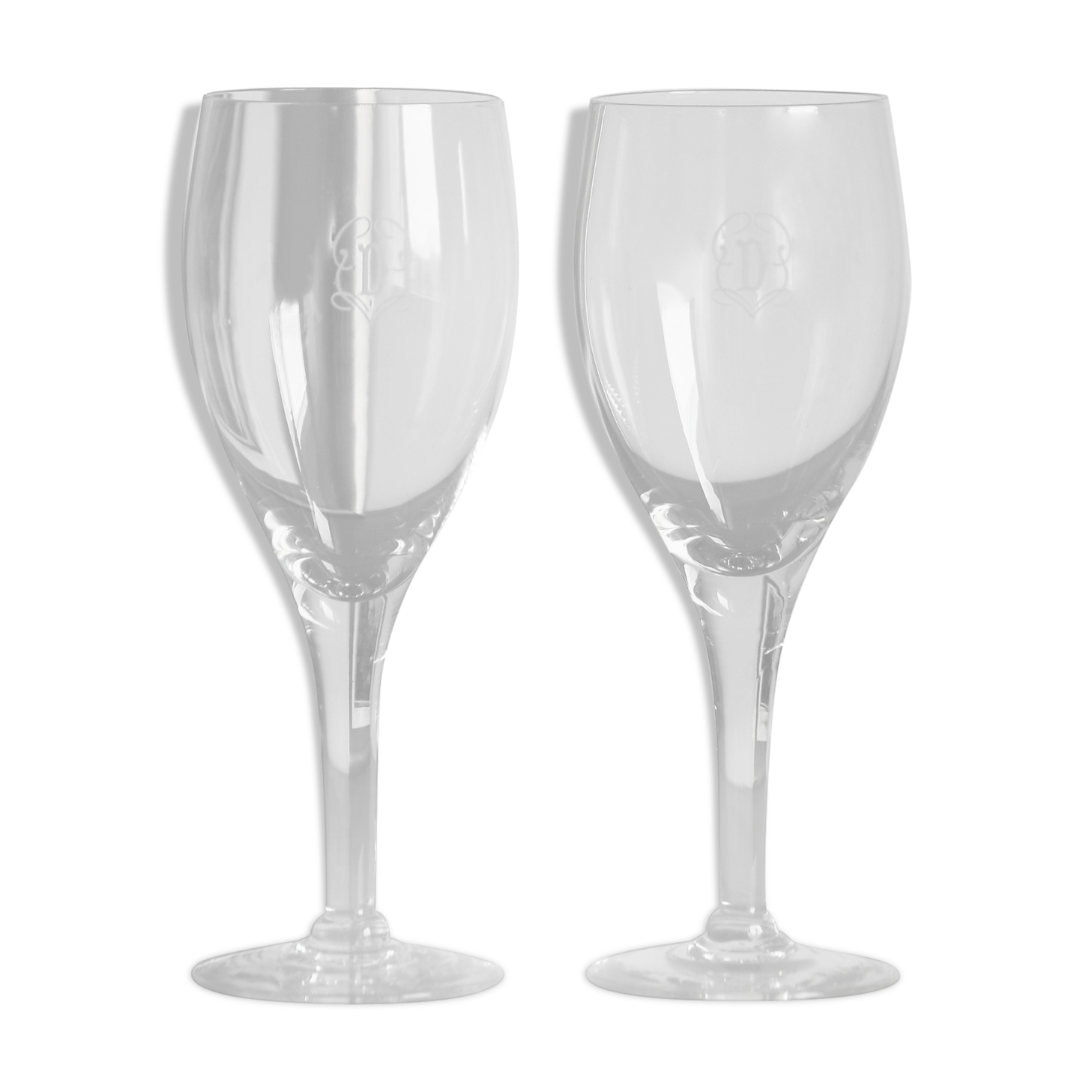 2 "D" monogrammed wine glasses