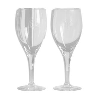 2 Verres à vin monogramés "D"