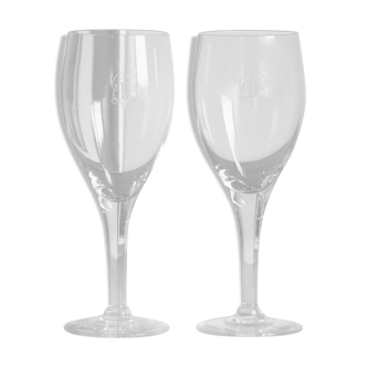 2 "D" monogrammed wine glasses
