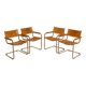 Ensemble de 4 chaises italienne en cuir cognac "Cantilever" par Marcel Breu
