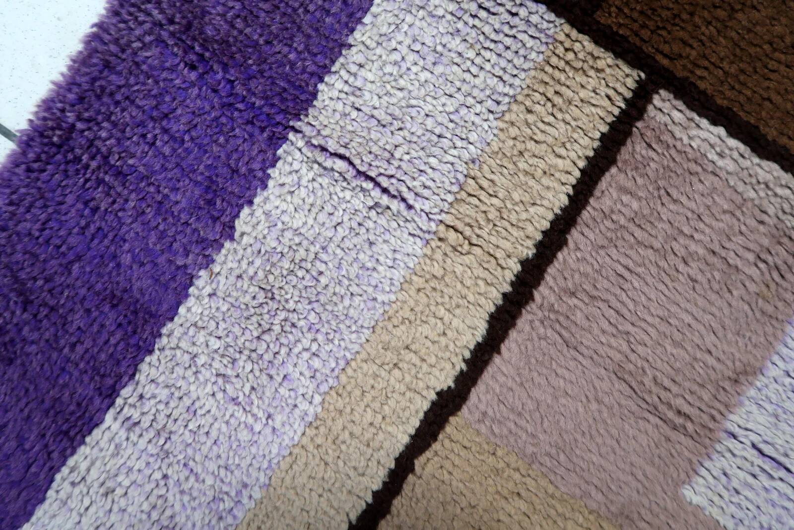 Vintage French Savonnerie runner modernist design 88cm x 259cm - 1970s (1C1201)