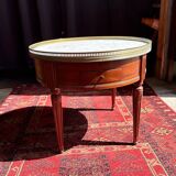 Bouillotte table in Louis XVI style, marble and brass.