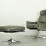 Sedia Swivel Highback Chair with matching ottoman by Horst Brüning for Cor, 1960s – Grey Leather