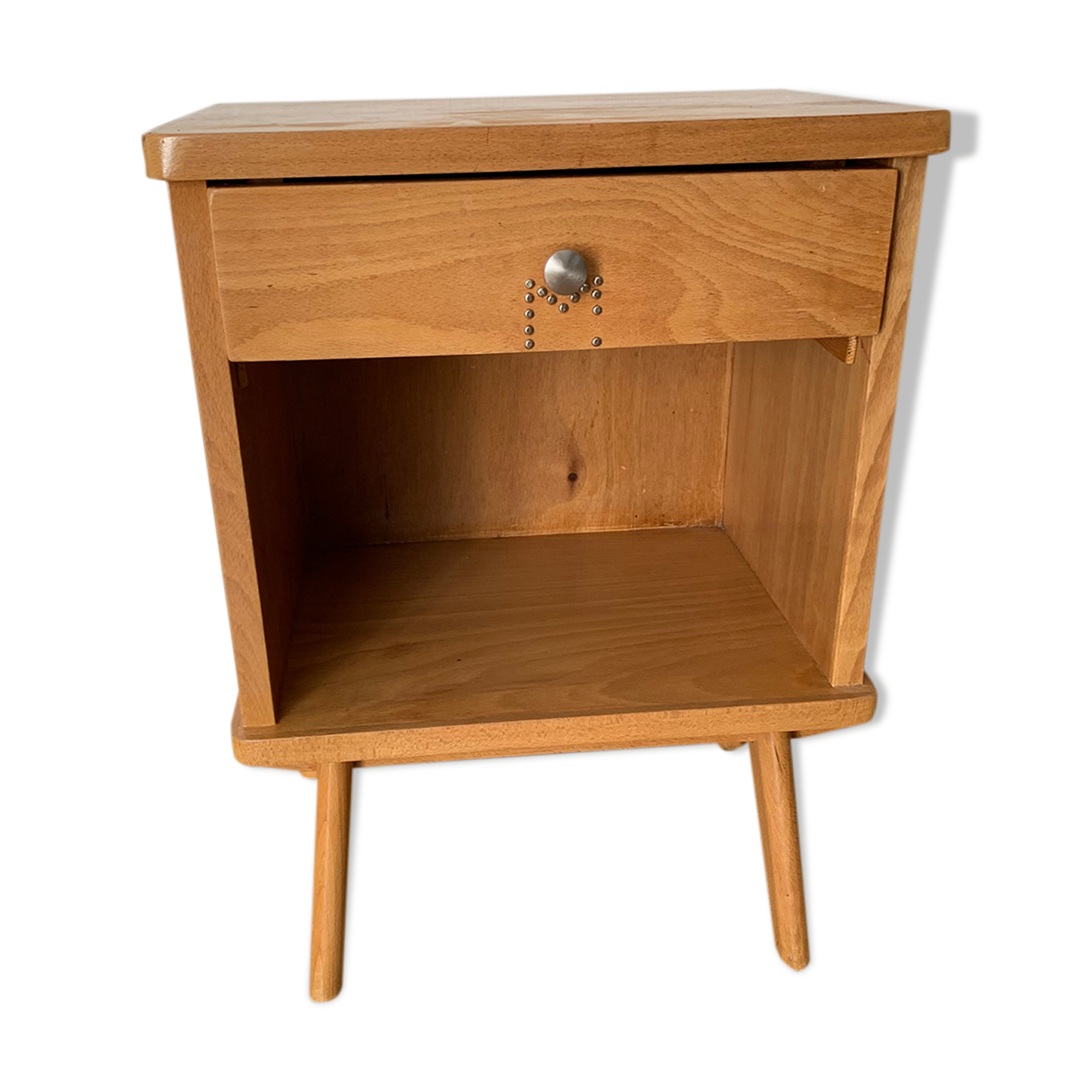 Vintage light wood bedside table