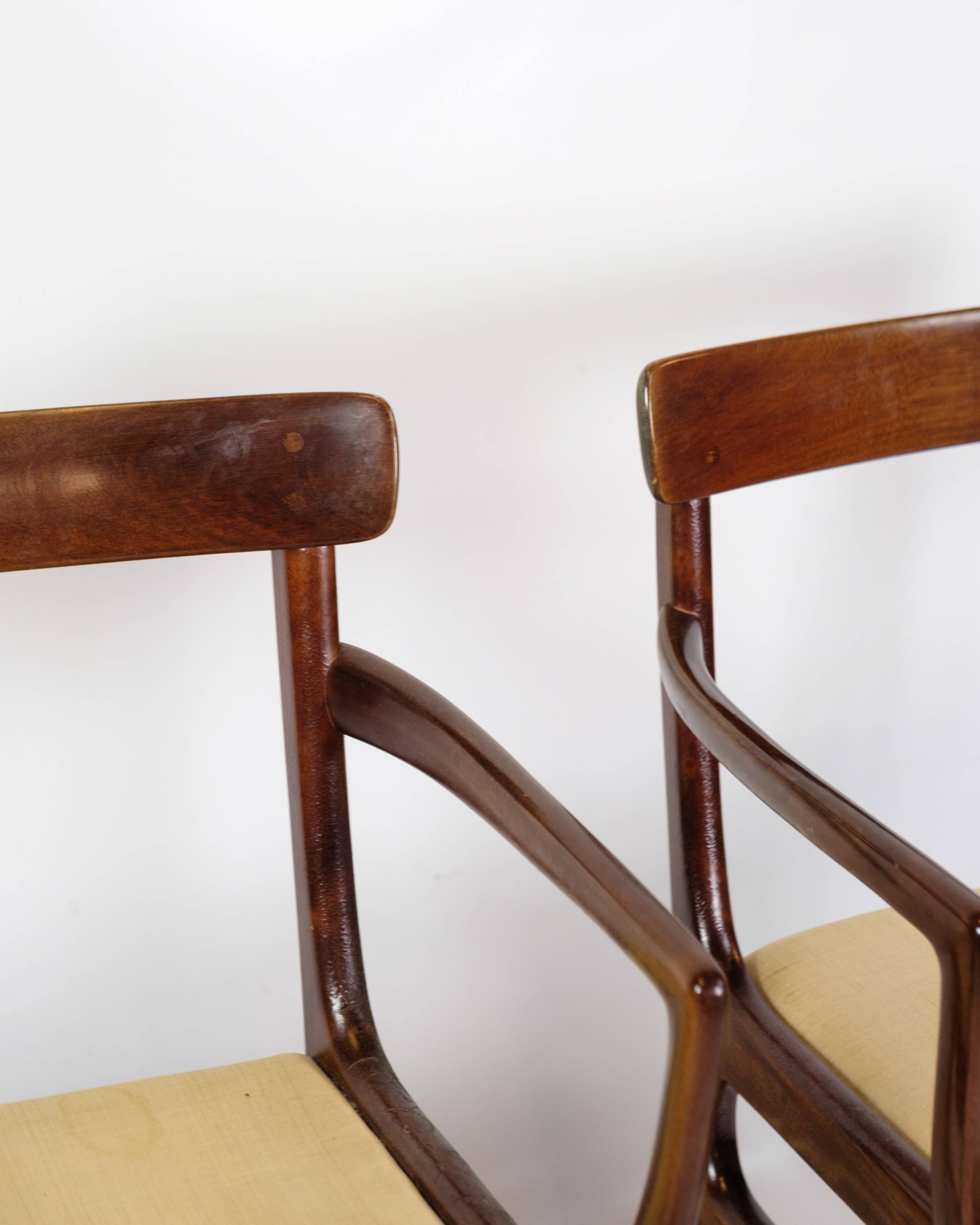 Set Of 2 Armchairs Model Runstedlund Made In Mahogany By Ole Wanscher From 1960s