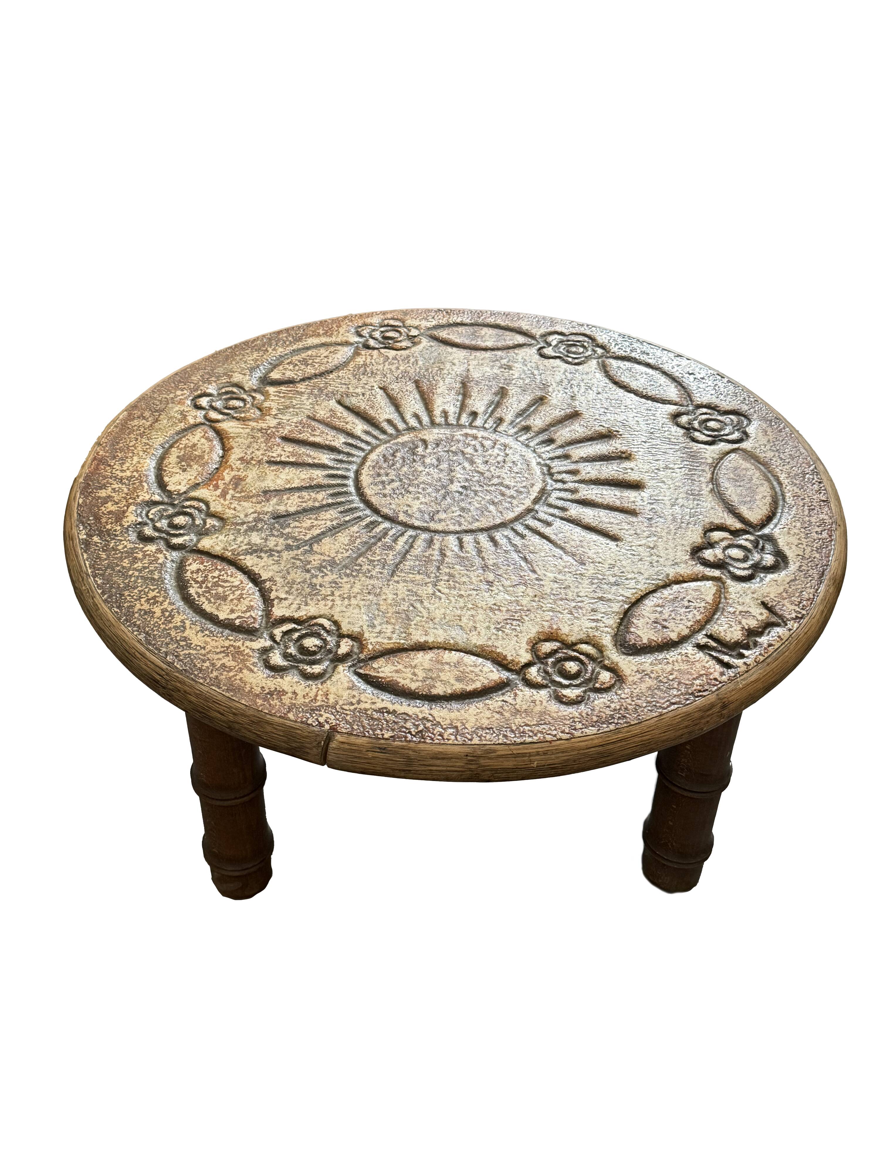 Capron style ceramic coffee table - signed François Chaty 1960s