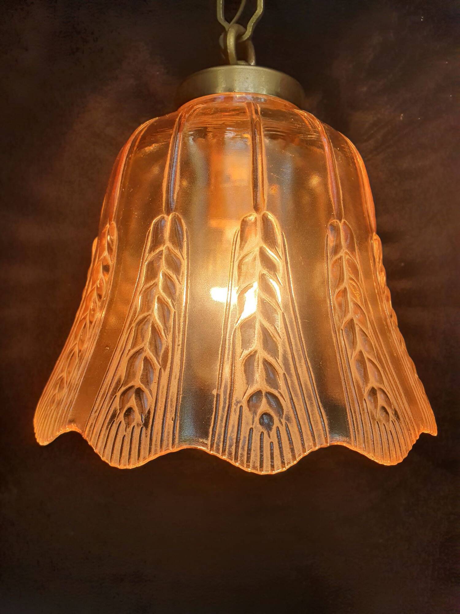 Pair of vintage spike-patterned pendant lights
