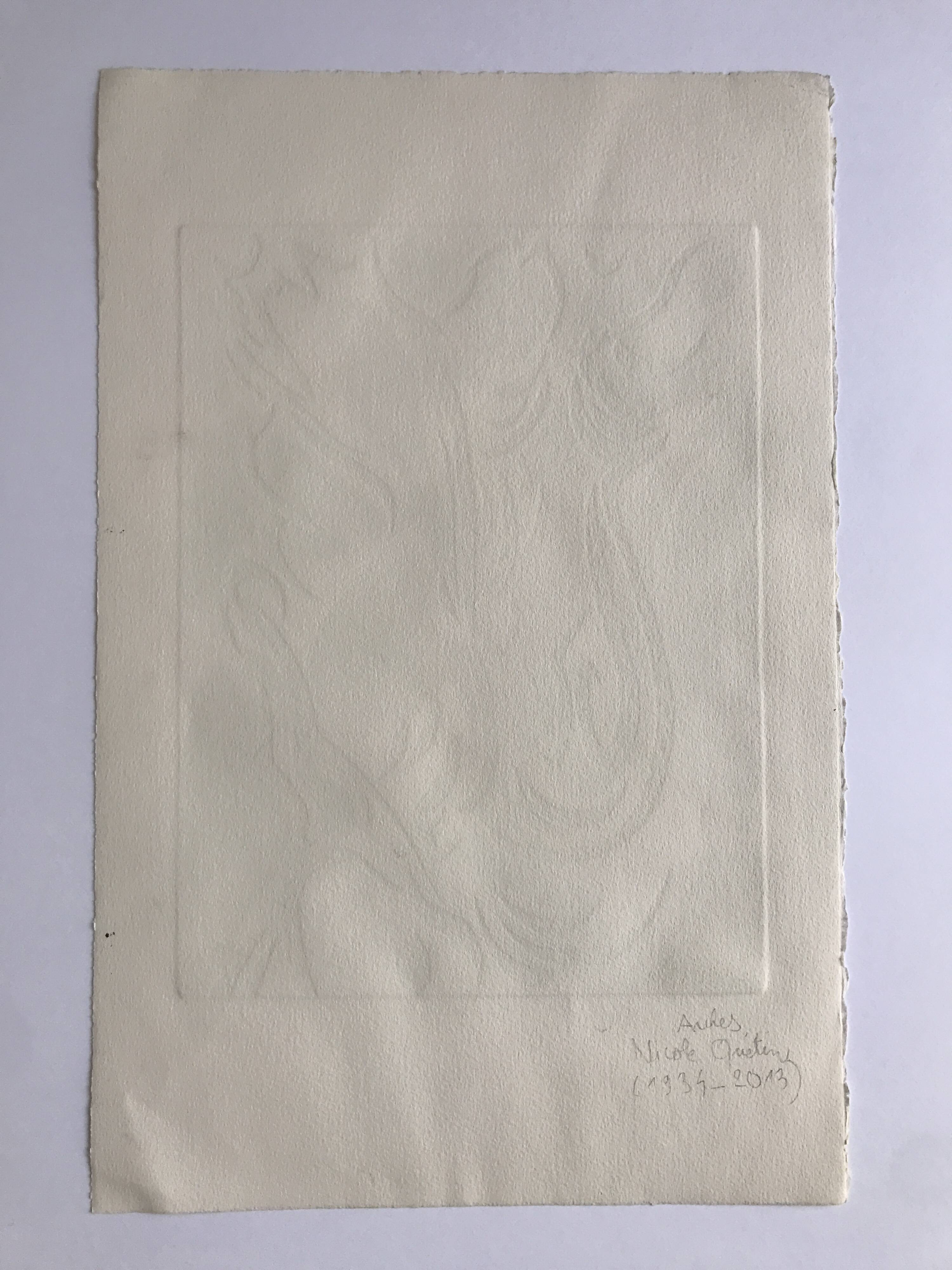 Nicole quétin, the grass lights up its lights, c. 1990. etching signed in pencil