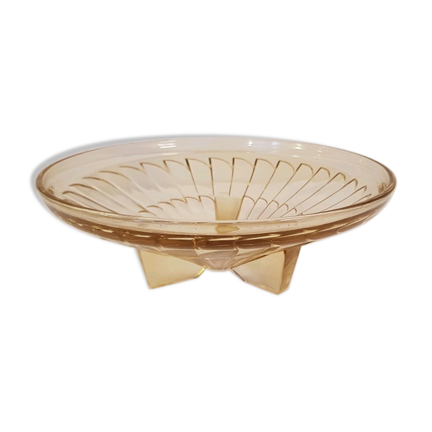 Art deco trinket bowl  thick glass