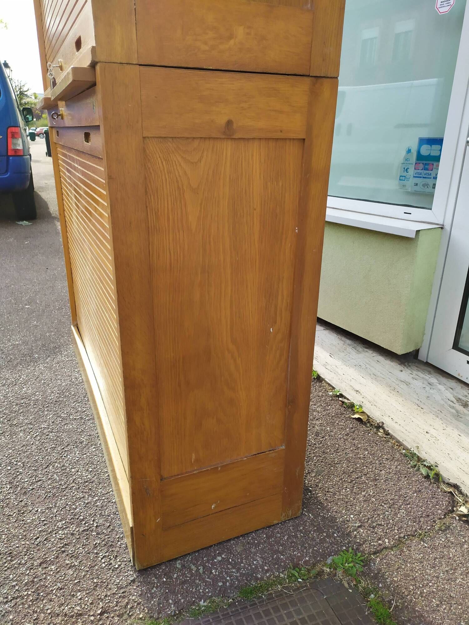 Large Wardrobe Secretary Curtains Wood Storage Vintage Year 50 60