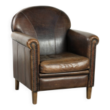 Characterful sheepskin design armchair with beautiful patina