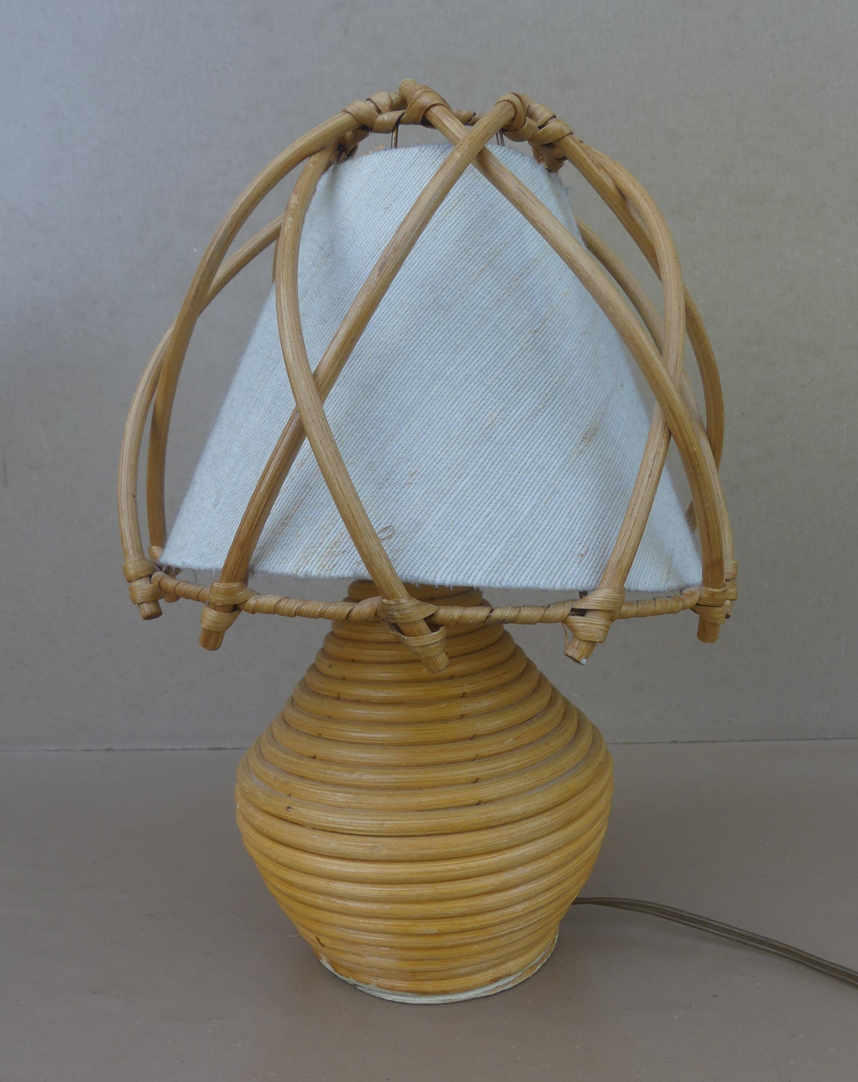 Louis SOGNOT rattan bedside lamp