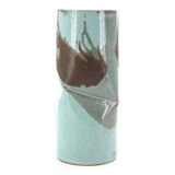 Blue vase with abstract ceramic decor by Jean Cacheleux