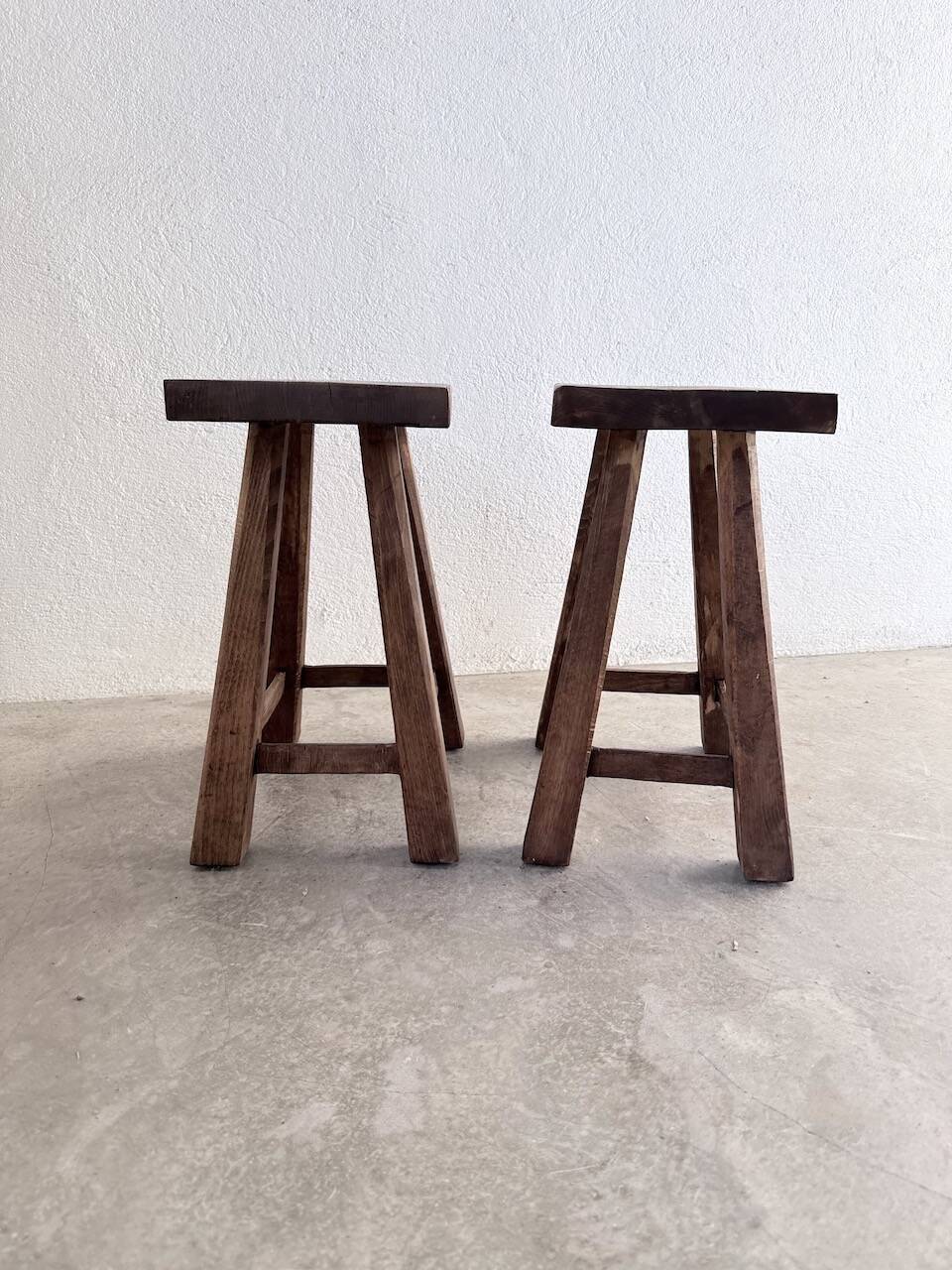 Pair of oak stools from the 1960s.