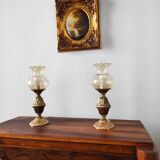 Paire de lampes rétro en laiton