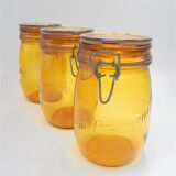 Set of 3 amber jars